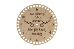 Baza Koło 20 cm Zegar z grawerem "Czas spędzony z babcią i dziadkiem wart jest każdej sekundy"