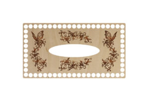 Baza Prostokątna 25x13,5cm z otworem na chusteczki Grawer Kwiaty i Motyle