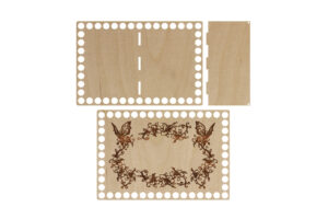 Baza Prostokątne Szkatułka Kwiaty z przegrodą grawer kwiaty i motyle